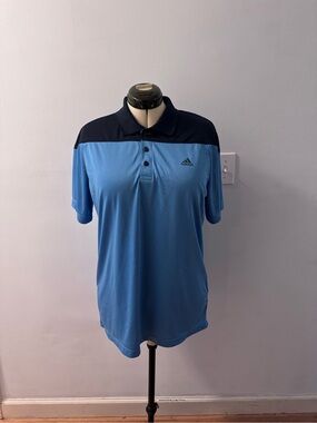 adidas Men’s Light Blue Polo with Navy Yoke